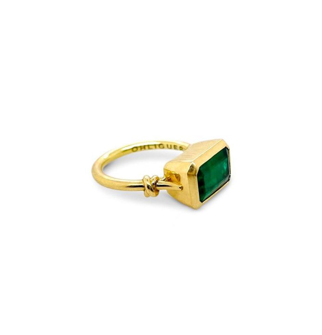 For Sale:  3ct  Knot Emerald Ring in 18ct Yellow Gold 6