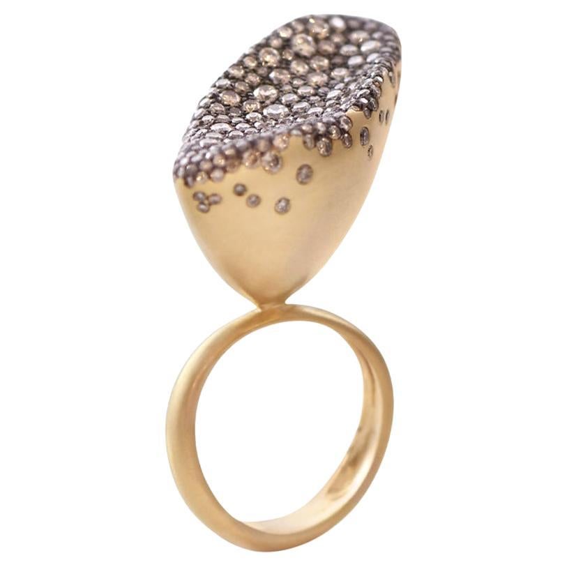 Baby Malak Flourish Marquise Ring in 18K Gold and 3ct of Champagne Diamond For Sale