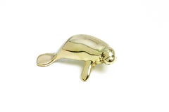 Baby Manatee Sculpture Polished Brass
