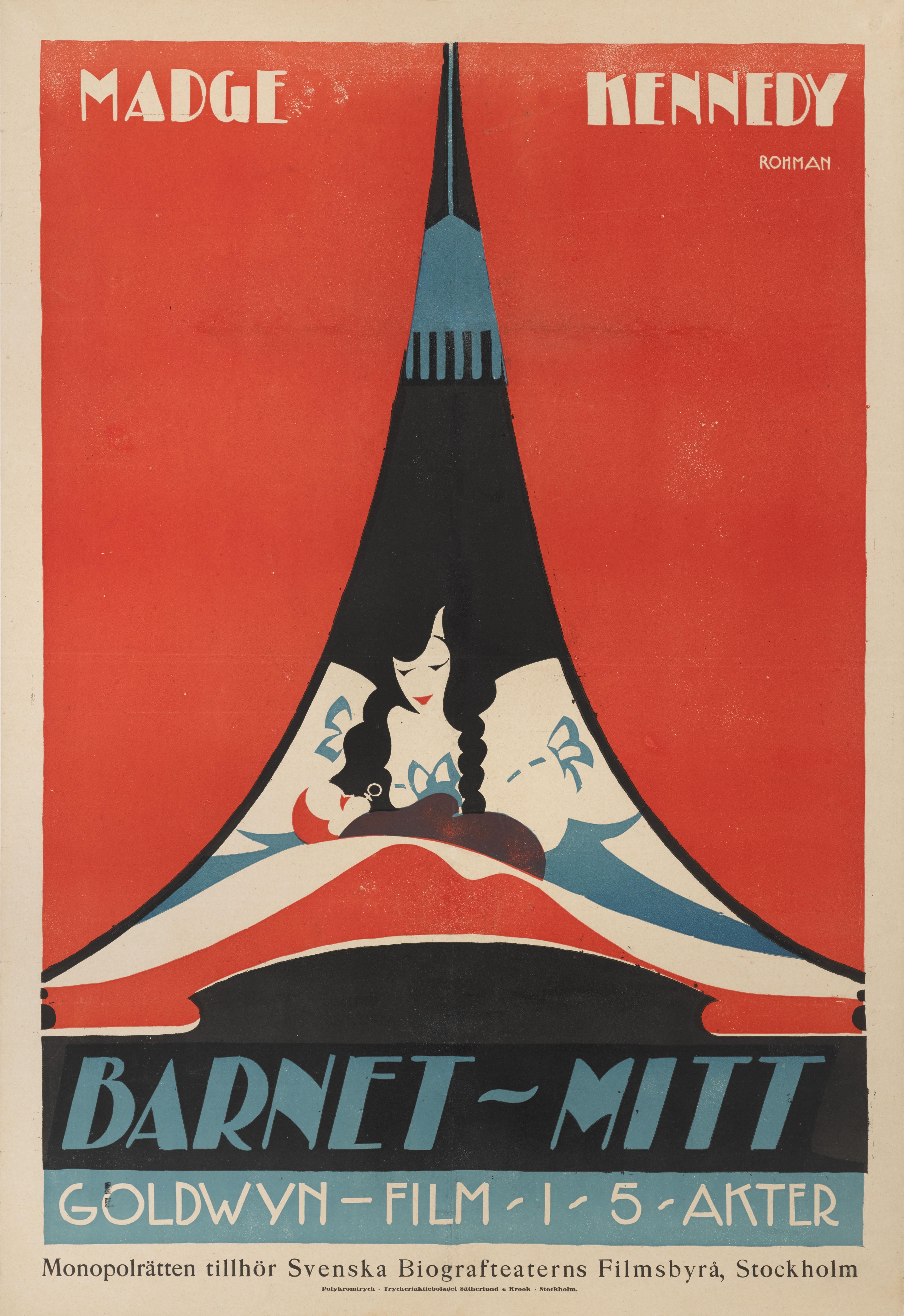 Cartel original sueco de la película Comedia americana de 1917.
Las ilustraciones son de  Eric Rohman (1891-1949)
Eric Rohman fue un pionero en el diseño de carteles.  De hecho, Rohman fue en gran parte responsable del desarrollo de un estilo tan