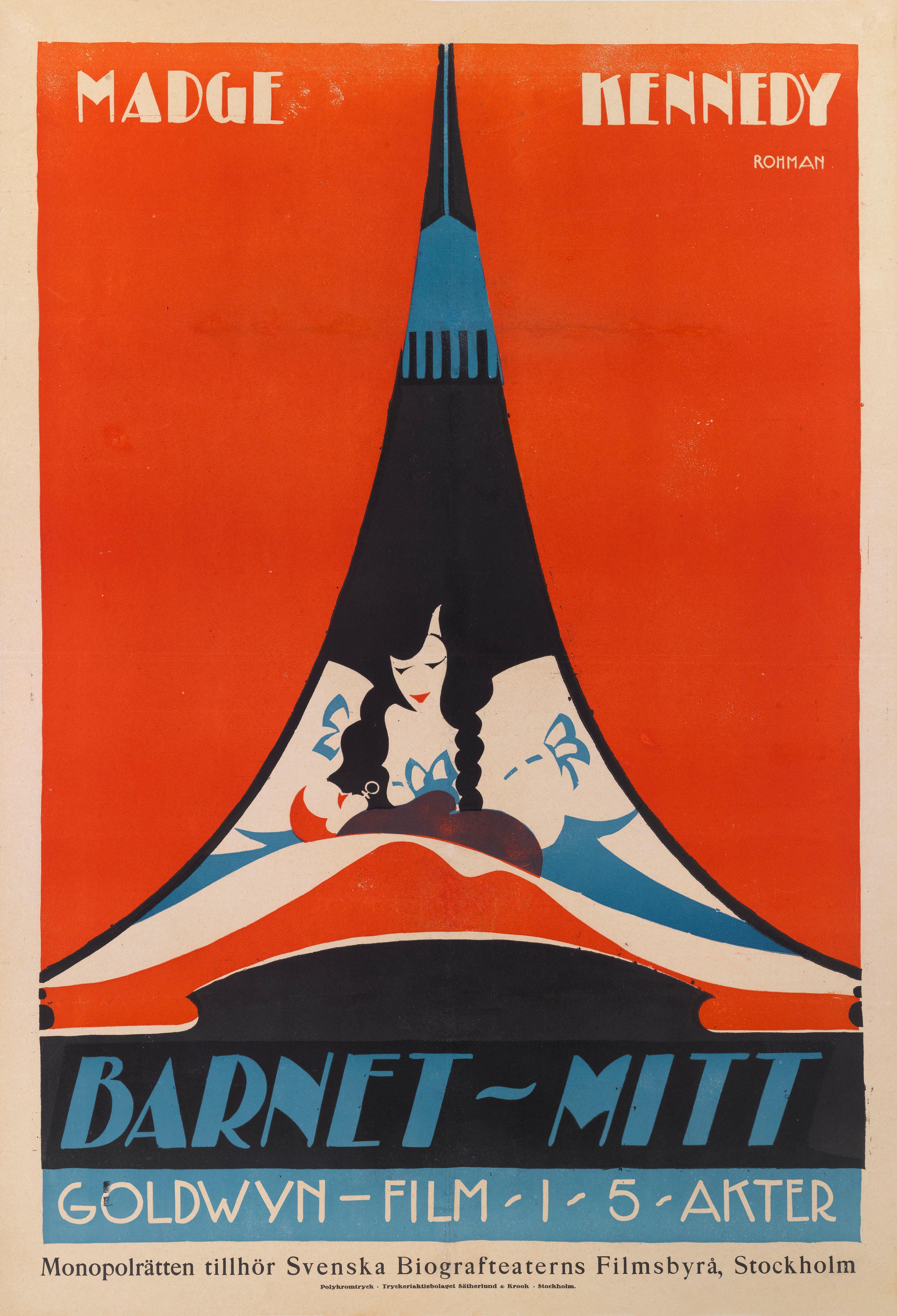 Unglaublich seltenes originales schwedisches Filmplakat für eine Stummfilmkomödie von 1917.
Dieses einhundertsieben Jahre alte Filmplakat ist ausserordentlich selten und ist nur wenige Male aufgetaucht.
Dieser frühe amerikanische Stummfilm wurde von