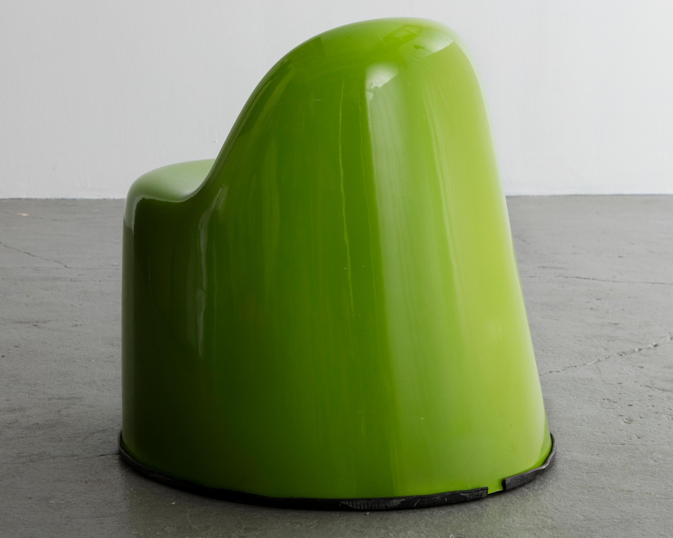 Modern Baby Molar Chair in Lime Green Plastic by Wendell Castle, 1971 For Sale