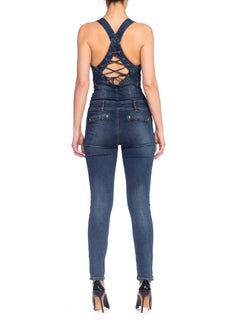1990S Baby Phat Bustier Stretch Denim Jean  Jumpsuit
