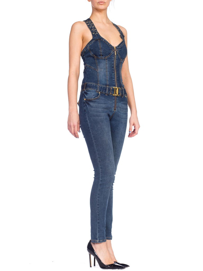 Baby Phat Bustier Stretch Denim Jean Jumpsuit For Sale at 1stdibs