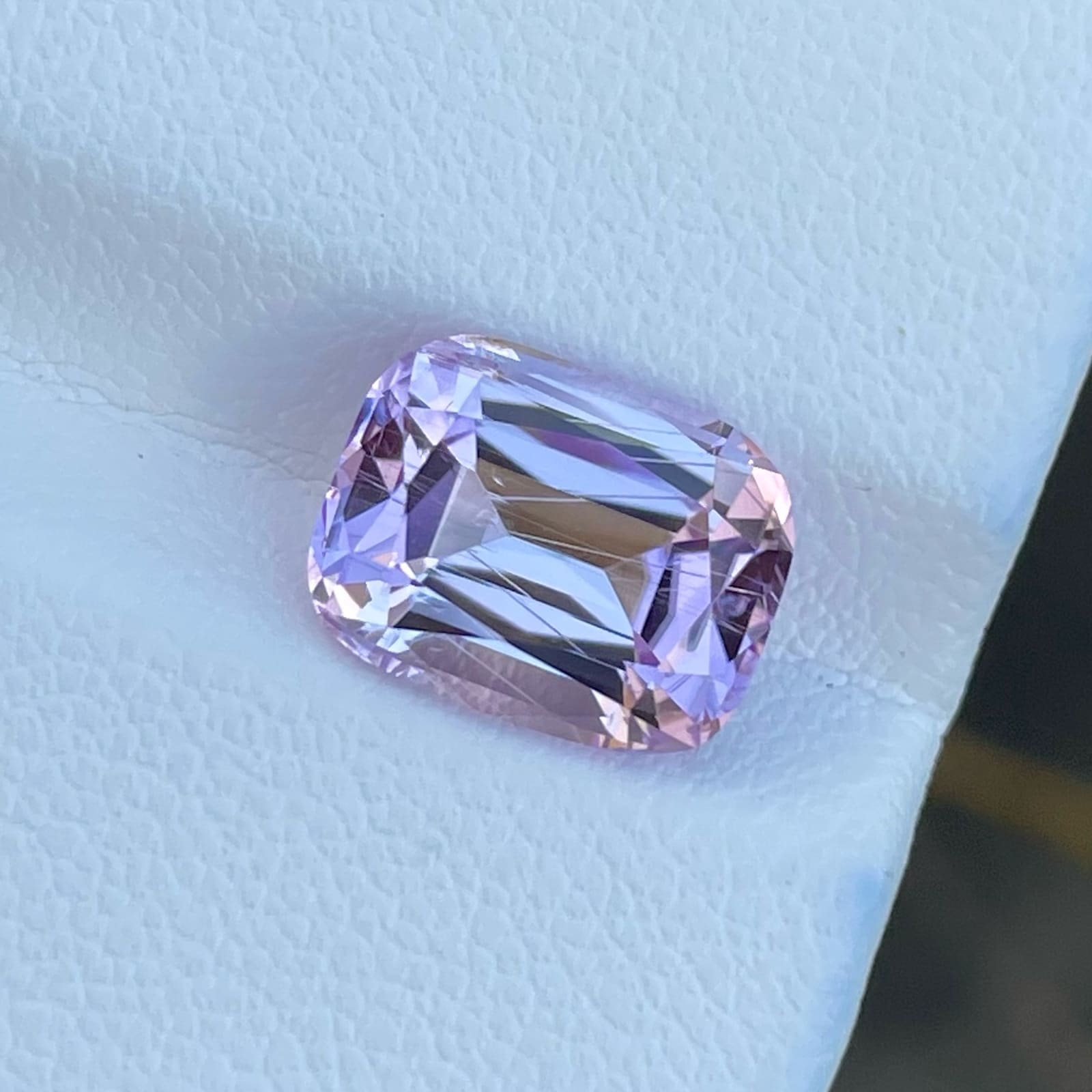 Gemstone Type	Baby Pink Color Natural Kunzite
Weight	4.31 carats
Dimensions	11.0 x 8.5 x 6.0 mm
Clarity	Needles like Inclusions are seen
Shape	Rectangular
Origin	Namibia
Treatment	None
Certificate	Available ( Verify Certificate )