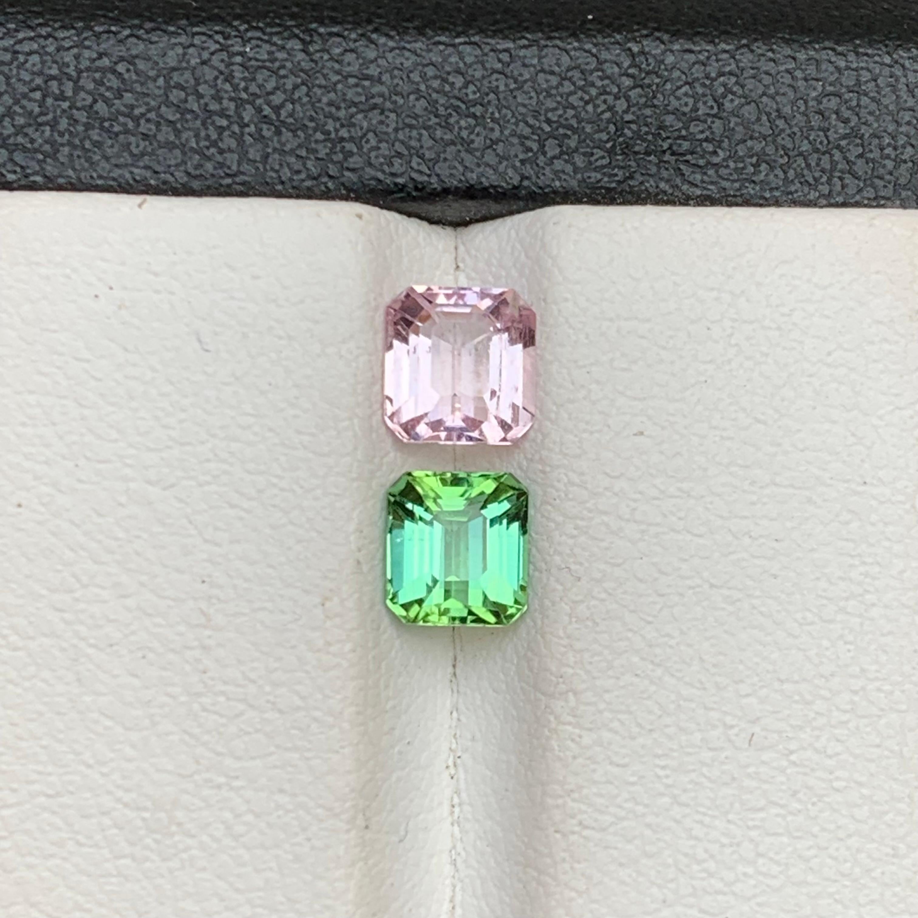 Baby Pink & Minty Green Natural Tourmaline Loose Gemstone Reverse Pair 1.80 Ct For Sale 4