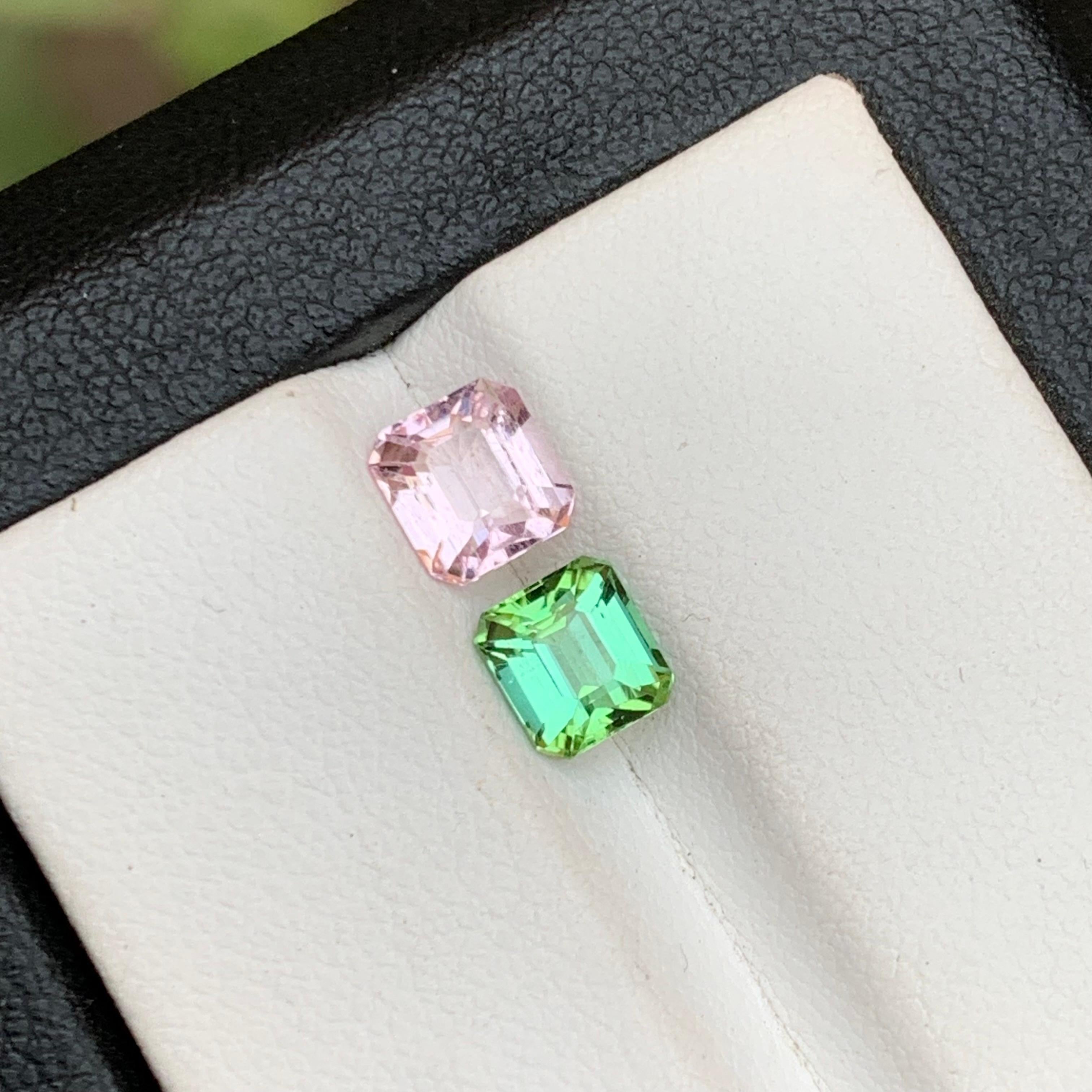 Baby Pink & Minty Green Natural Tourmaline Loose Gemstone Reverse Pair 1.80 Ct For Sale 5