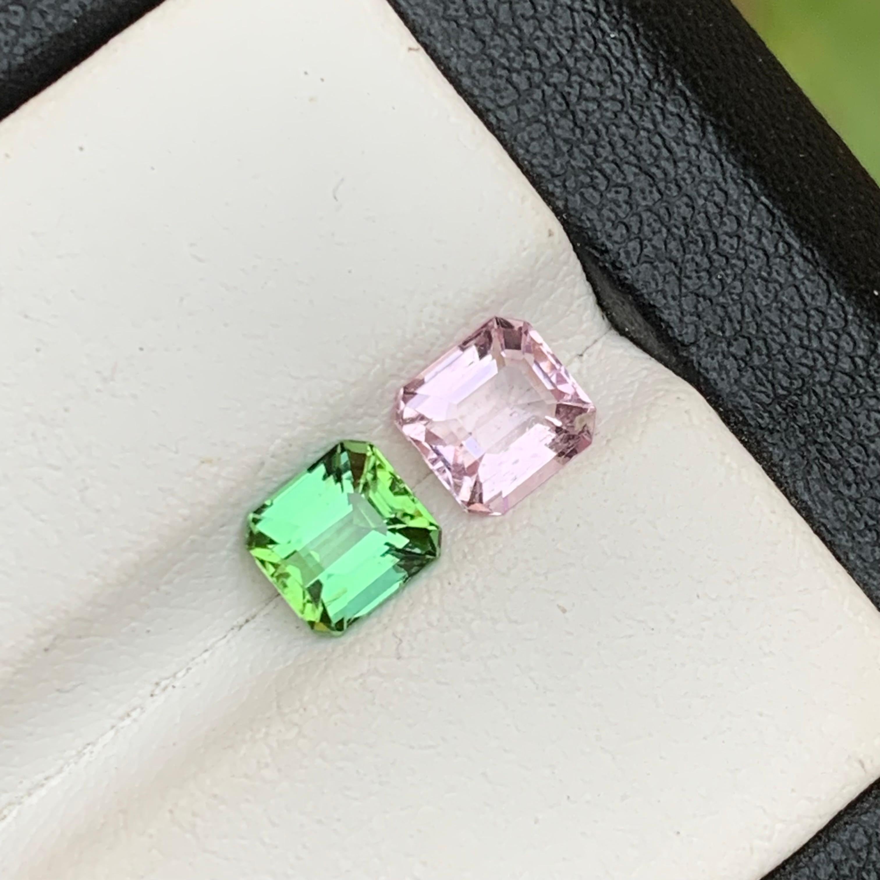 Baby Pink & Minty Green Natural Tourmaline Loose Gemstone Reverse Pair for Ring, Earrings, Bracelet, Necklace Pendant or any other Jewelry Setting-Emerald Cut!!

💎 GEMSTONE TYPE: Tourmaline
⚖️ WEIGHT: 1.80 Carats
🪚 SHAPE & CUT: Cushion Cut
📏 SIZE
