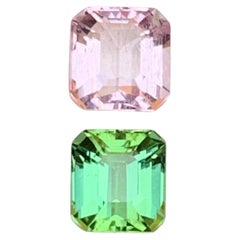 Baby Pink & Minty Green Natural Tourmaline Loose Gemstone Reverse Pair 1.80 Ct