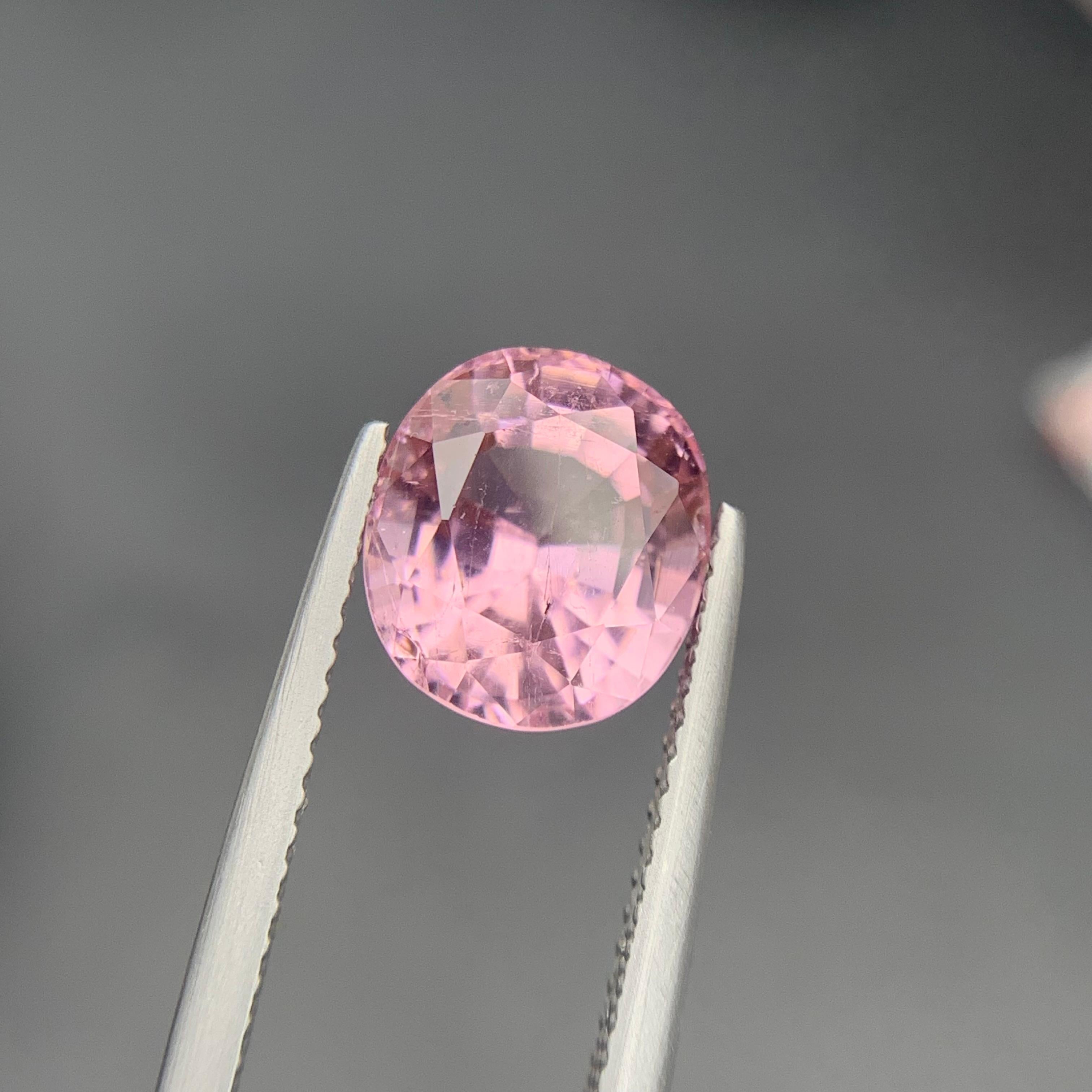 Bague en tourmaline naturelle rose pâle, pendentif pierre précieuse non sertie de 3.75 carats taille coussin en vente 5