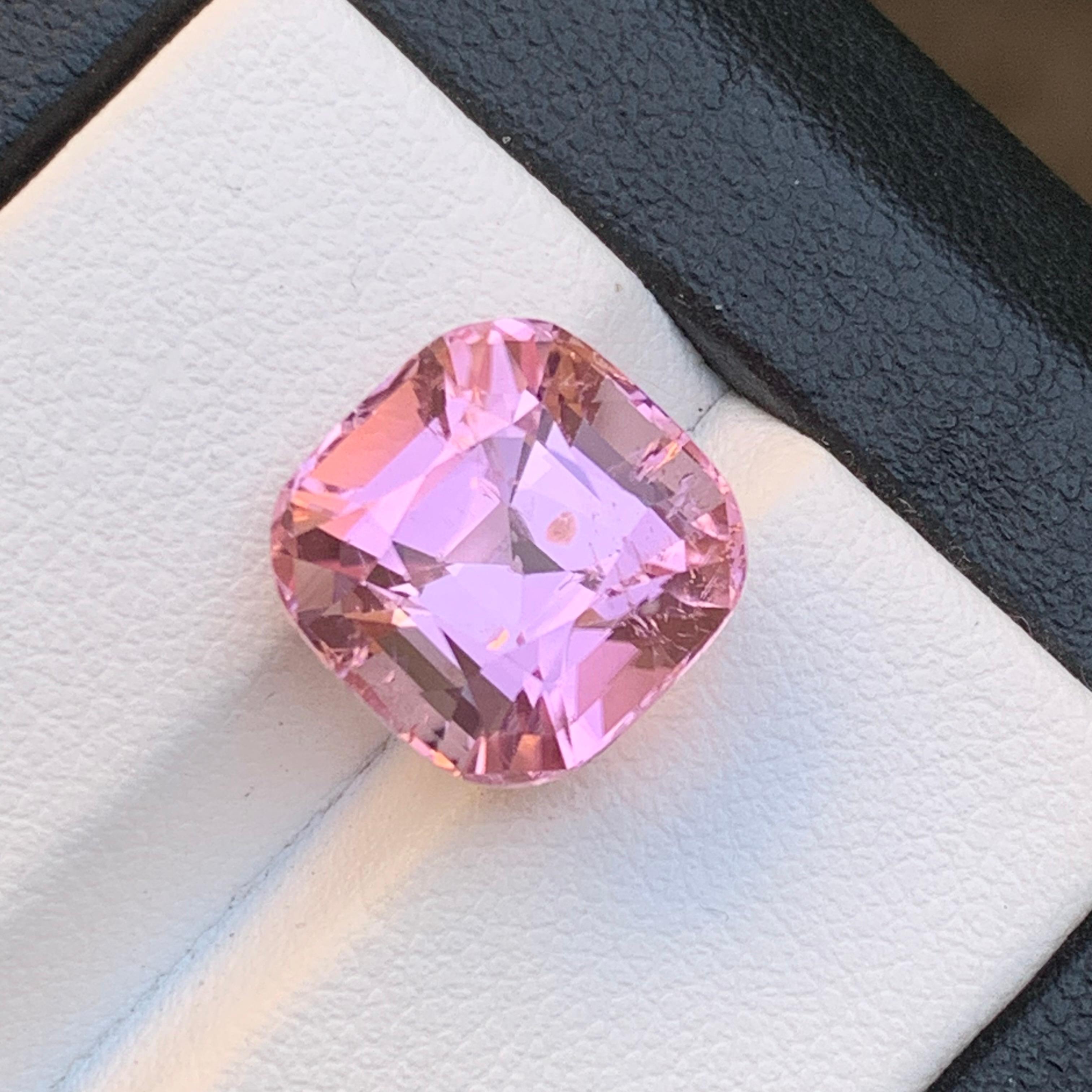 Anillo de Turmalina Natural Rosa Bebé, Colgante Gema Suelta 8,35 Quilates Corte Cojín en venta 2