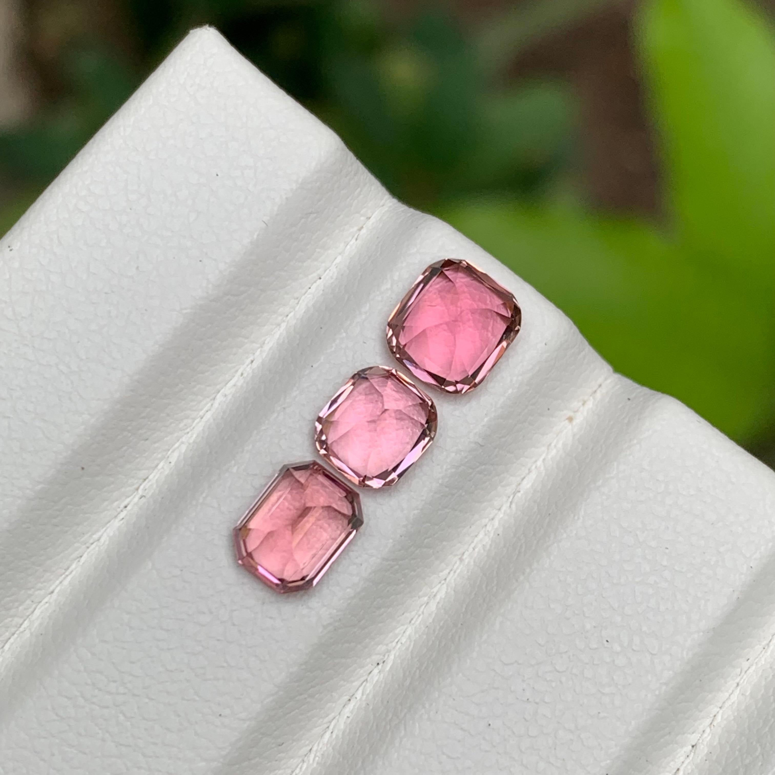 Cushion Cut Baby Pink & Peachy Pink Natural Tourmaline Gemstones 2.95 Ct Cushion-Emerald Cut For Sale