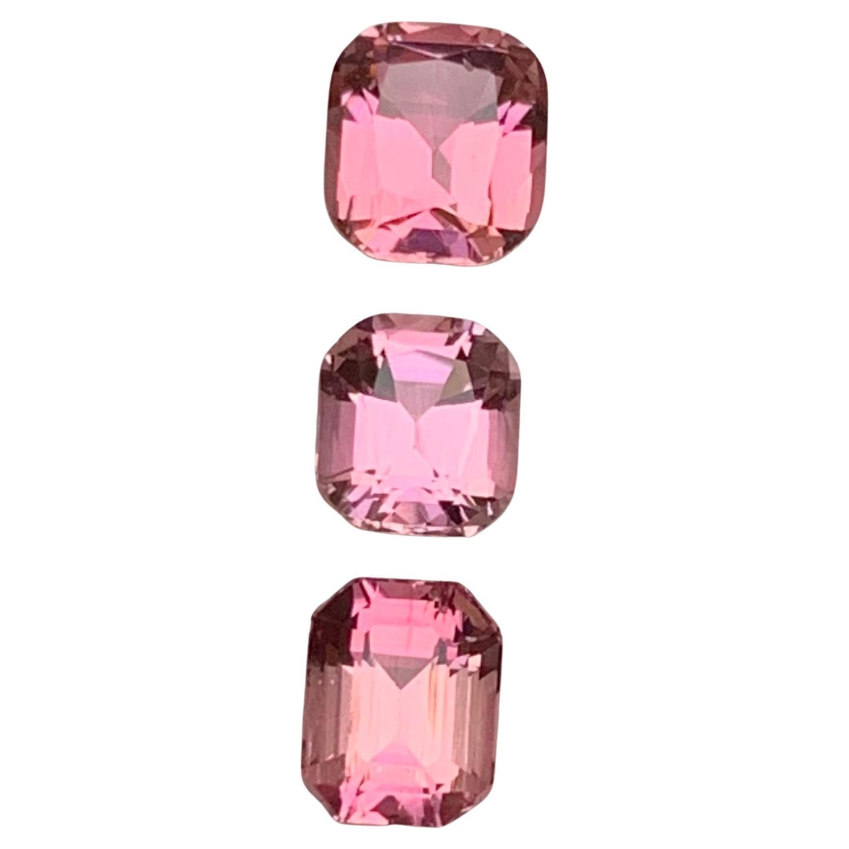 Baby Pink & Peachy Pink Natural Tourmaline Gemstones 2.95 Ct Cushion-Emerald Cut