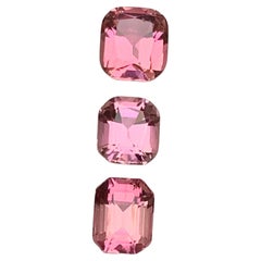 Baby Rosa & Pfirsichrosa natürlicher Turmalin Edelsteine 2,95 Karat Kissen-Emerald-Schliff