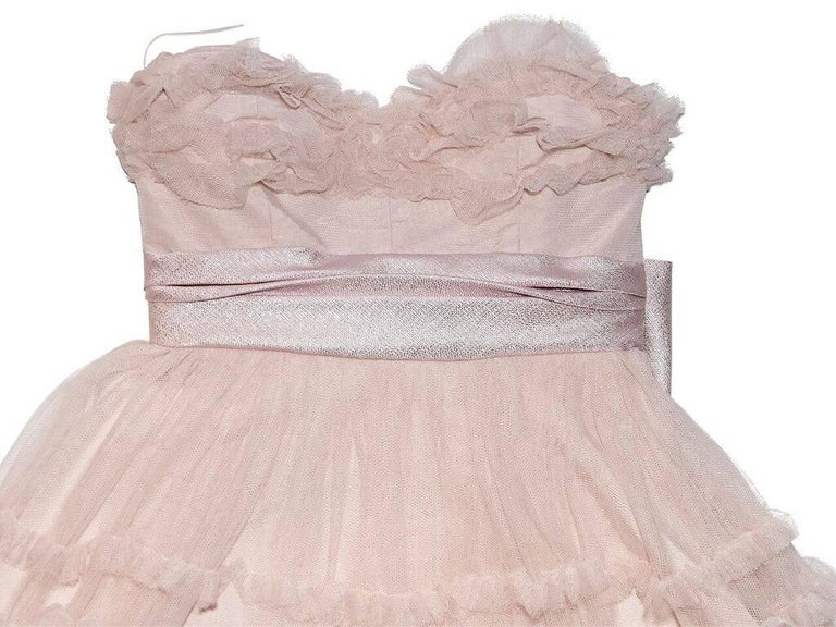 Saint Laurent Baby Pink Ruffled Tulle Strapless Dress For Sale at 1stDibs