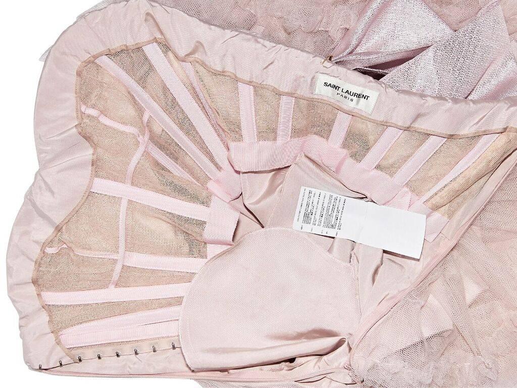 Women's Saint Laurent Baby Pink Ruffled Tulle Strapless Dress