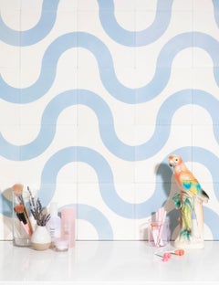 Aimee Wilder Baby Powder Swan Tile - Hand-Crafted Cement Design