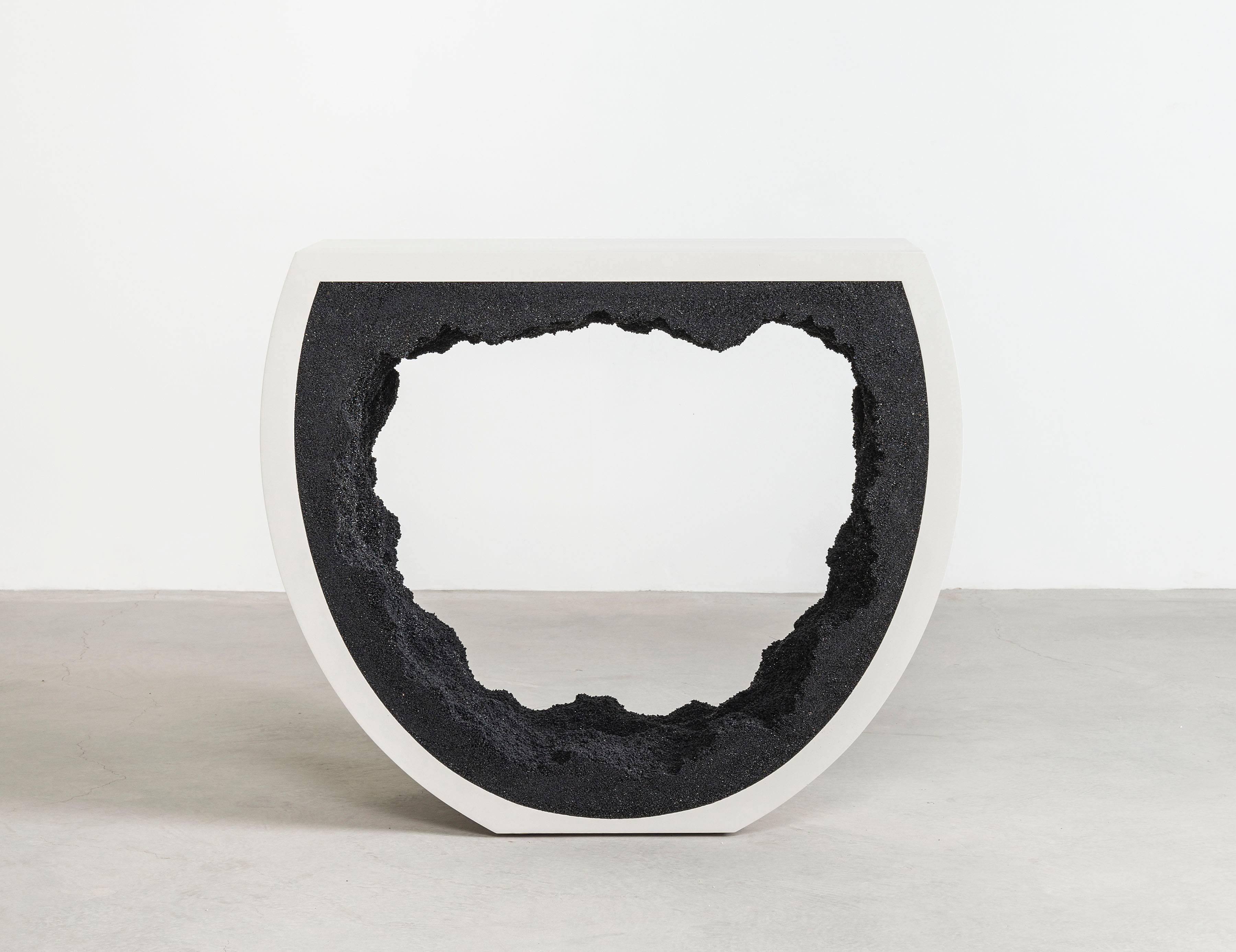 American Baby Radius Console, White Cement and Black Silica by Fernando Mastrangelo