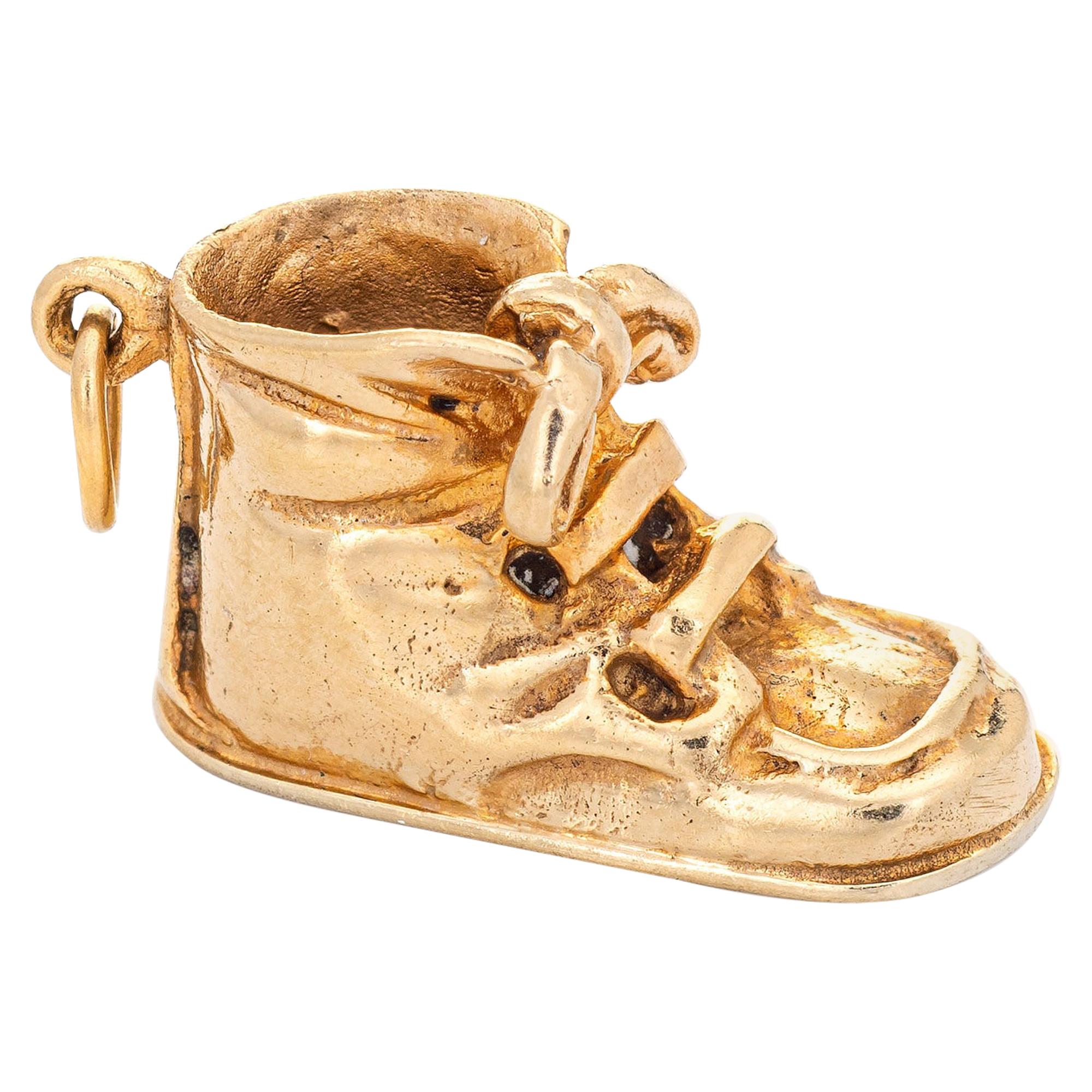 Baby Shoe Charm Vintage 14 Karat Yellow Gold Boot Estate Pendant Fine Jewelry