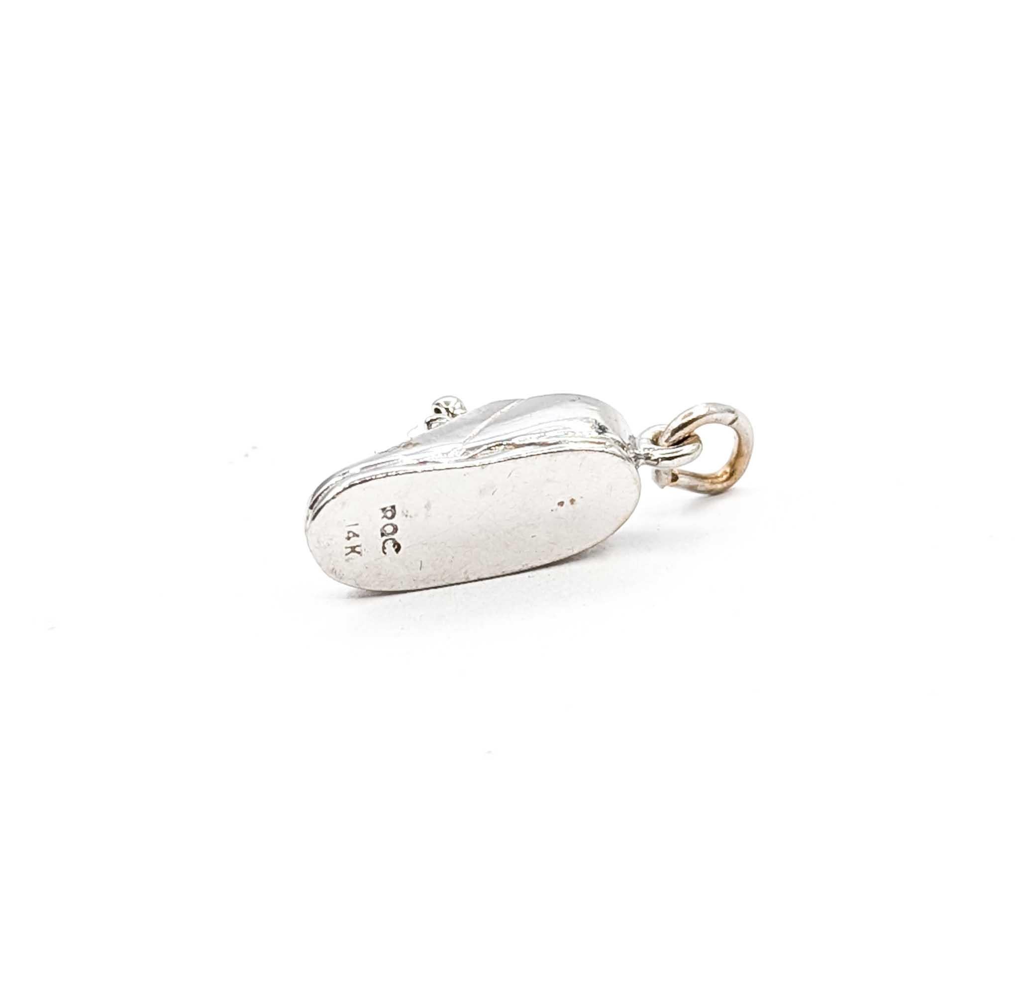 Contemporary Baby Shoe Pendant in 14k White Gold For Sale