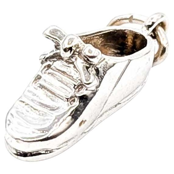 Baby Shoe Pendant in 14k White Gold For Sale