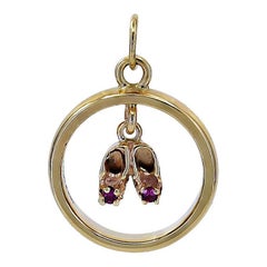 Baby Shoes Ruby 
Gold Charm