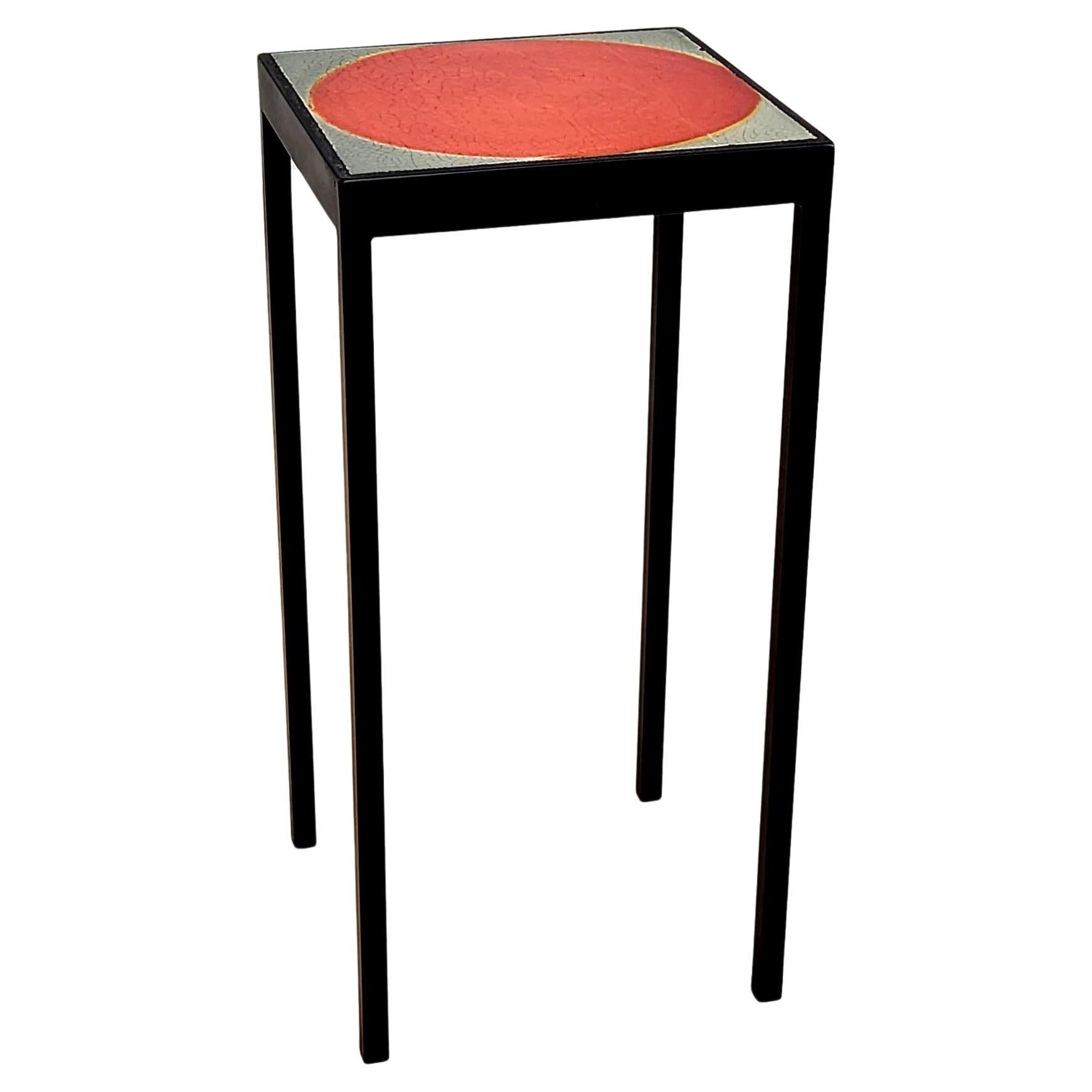 Baby Side Table with a Red Dot Ceramic Tile by Roger Capron