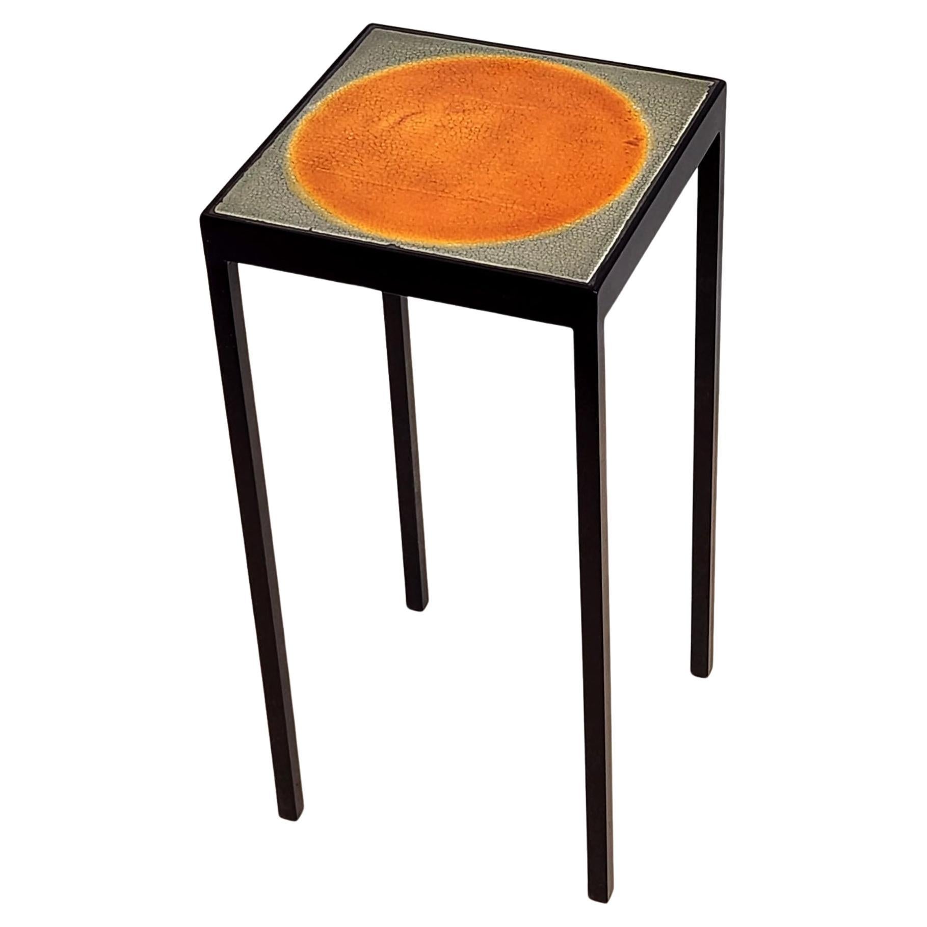 Baby Side Table with a Red Dot Ceramic Tile by Roger Capron For Sale