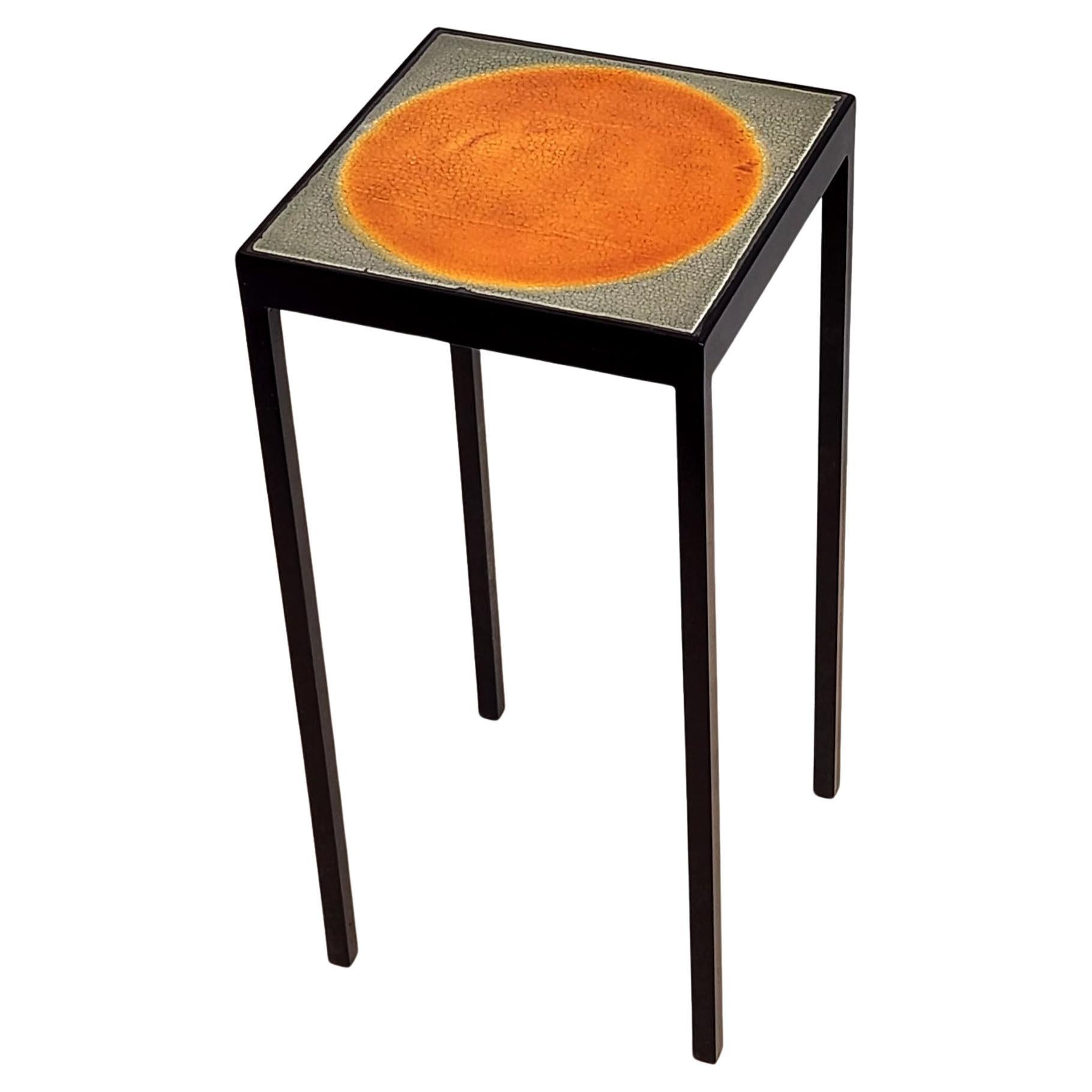 Baby Side Table with a Red Dot Ceramic Tile by Roger Capron