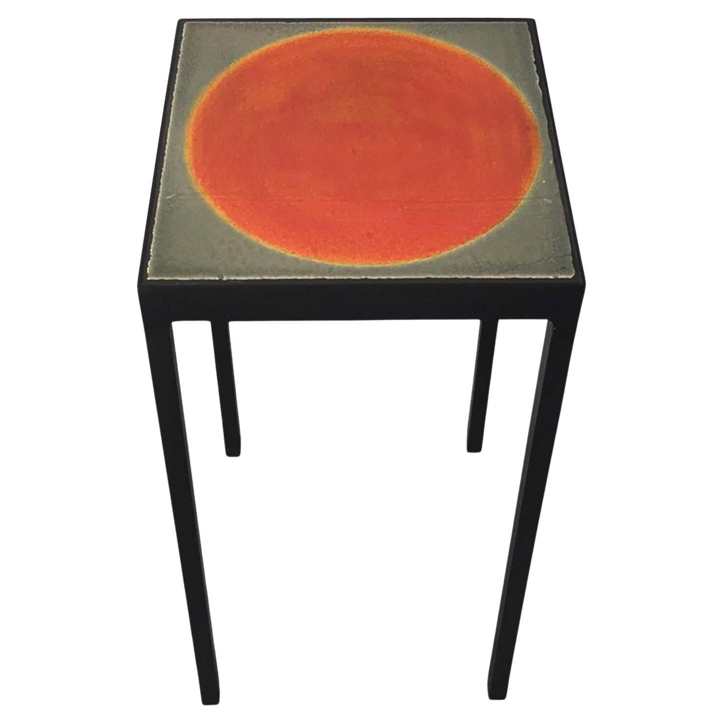 Baby Side Table with Orange Dot Roger Capron Tile For Sale