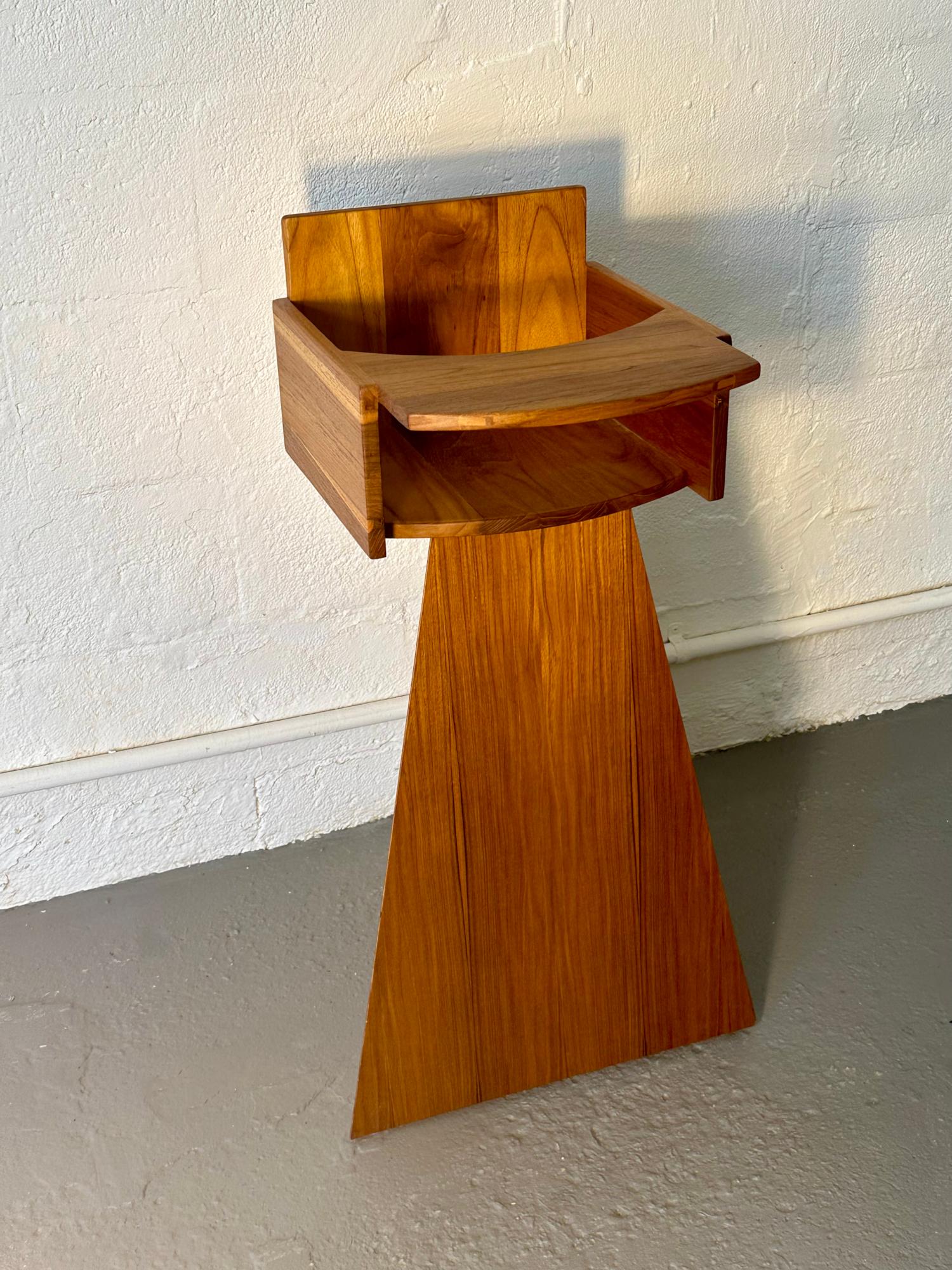 Baby Teak High Chair, Designed and Handcrafted by Rafael Calvo In New Condition For Sale In Miami, FL