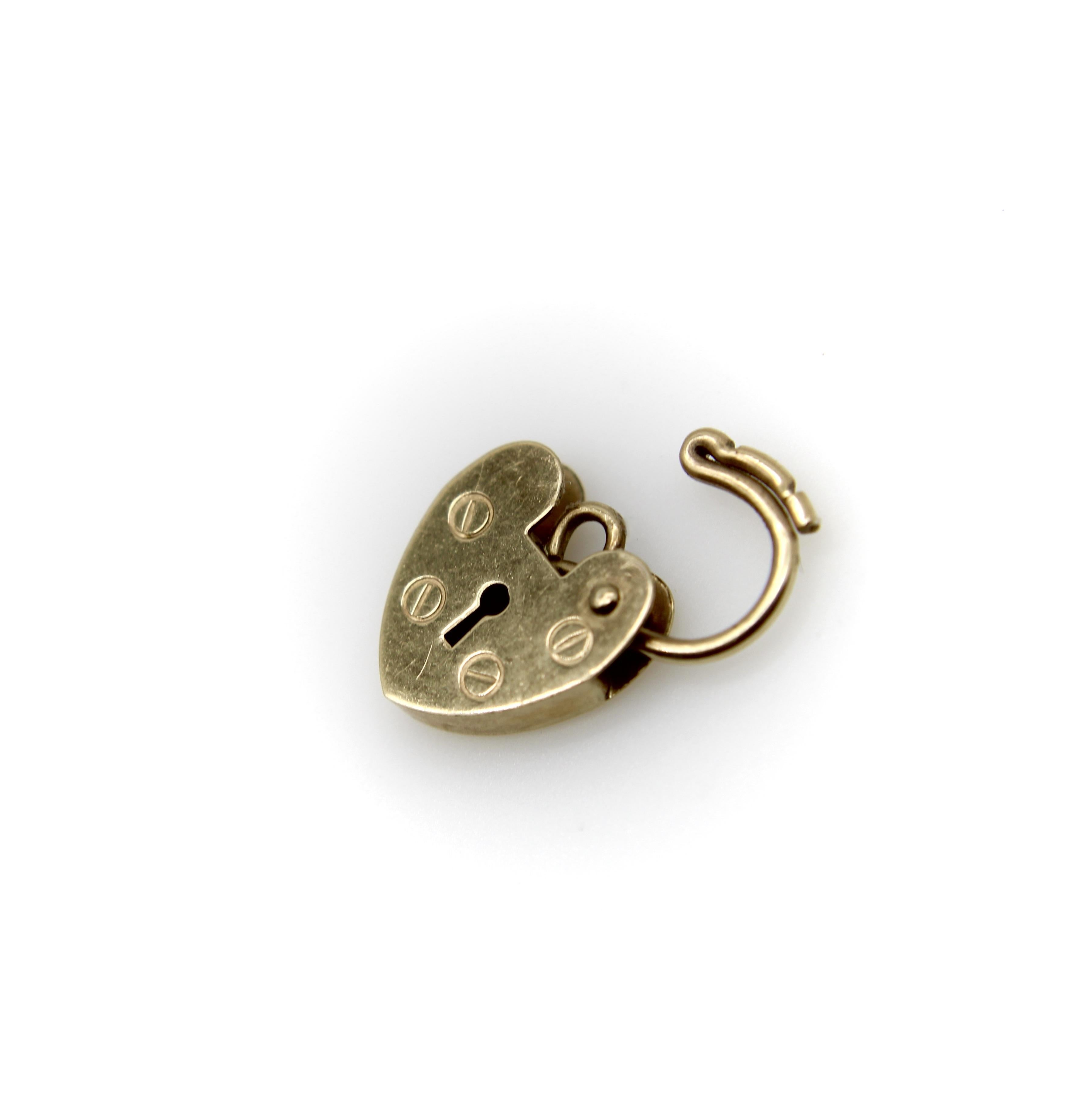 Women's or Men's Baby Vintage 9K Gold Heart Padlock Charm