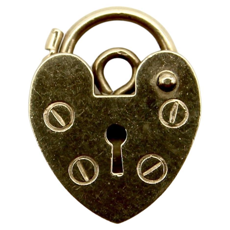 Baby Vintage 9K Gold Heart Padlock Charm