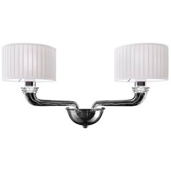 Babylon 5599 02 Wall Sconce in Dark Chrome and White Shade, by Barovier&Toso