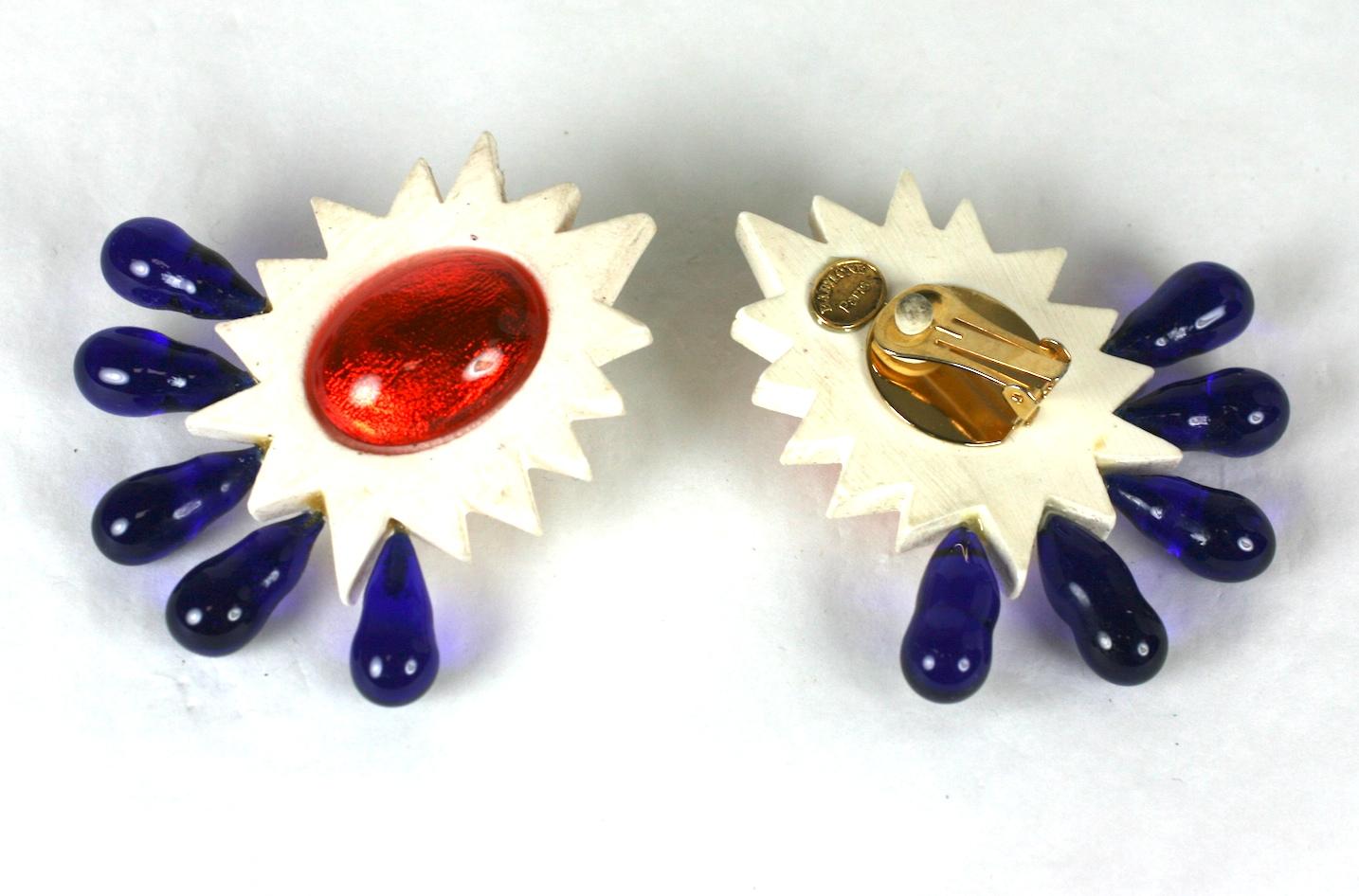 Babylone Paris Massive 80er Sunburst-Ohrringe aus den 80ern im Zustand „Hervorragend“ im Angebot in New York, NY