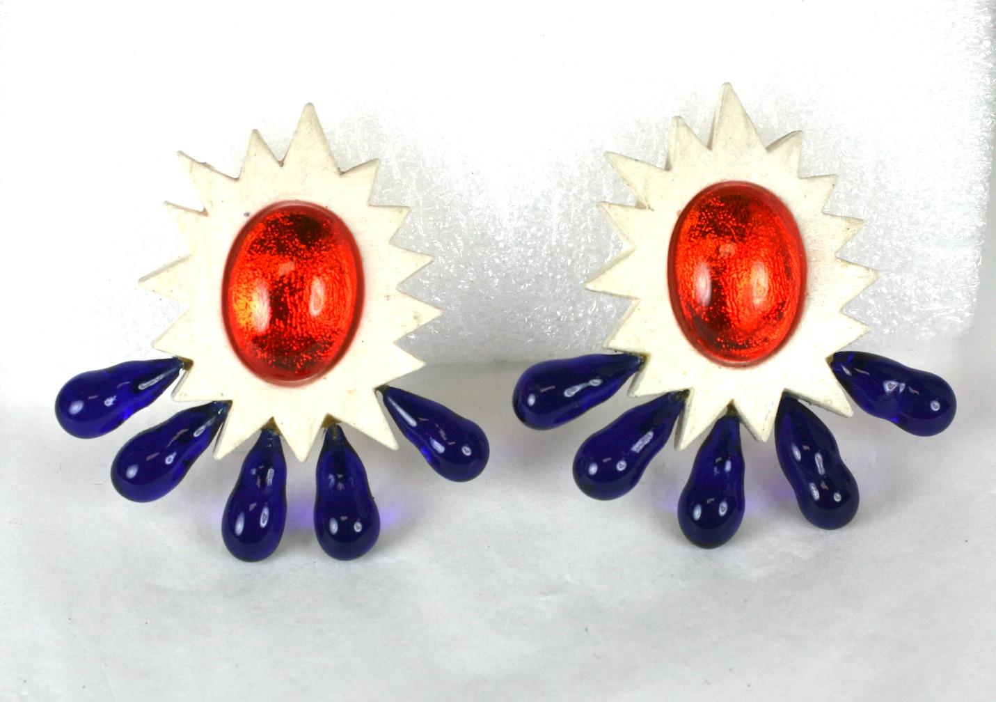 Babylone Paris Massive 80er Sunburst-Ohrringe aus den 80ern Damen im Angebot
