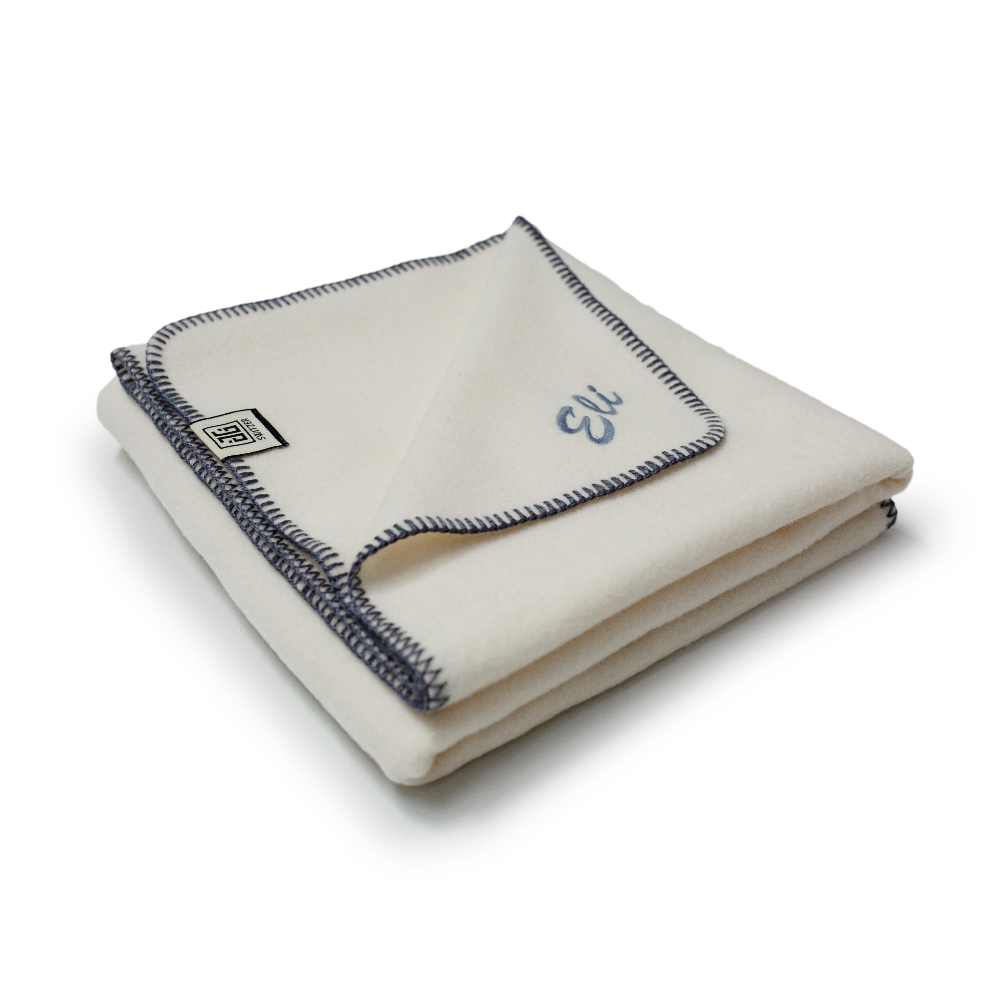 Baby's First Blanket in Lambswool & Cashmere, Monogram Gift For Sale 2