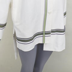 BACCA cremefarbenes, gestreiftes, asymmetrisches Oversize-Shirt aus Baumwoll-Seidengemisch IT36 S