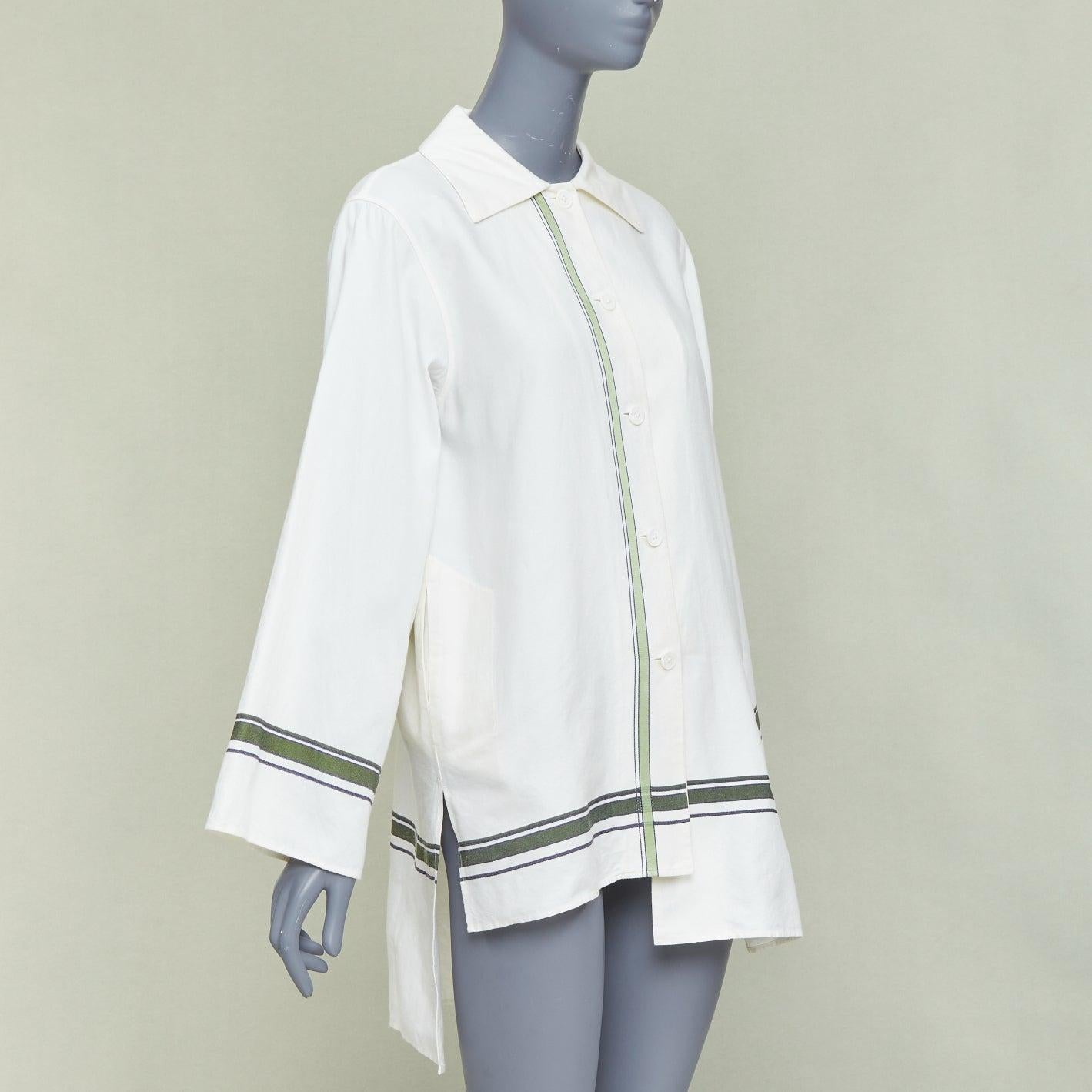 Grigio BACCA - Maglia oversize asimmetrica a righe in cotone misto seta color crema IT36 S in vendita