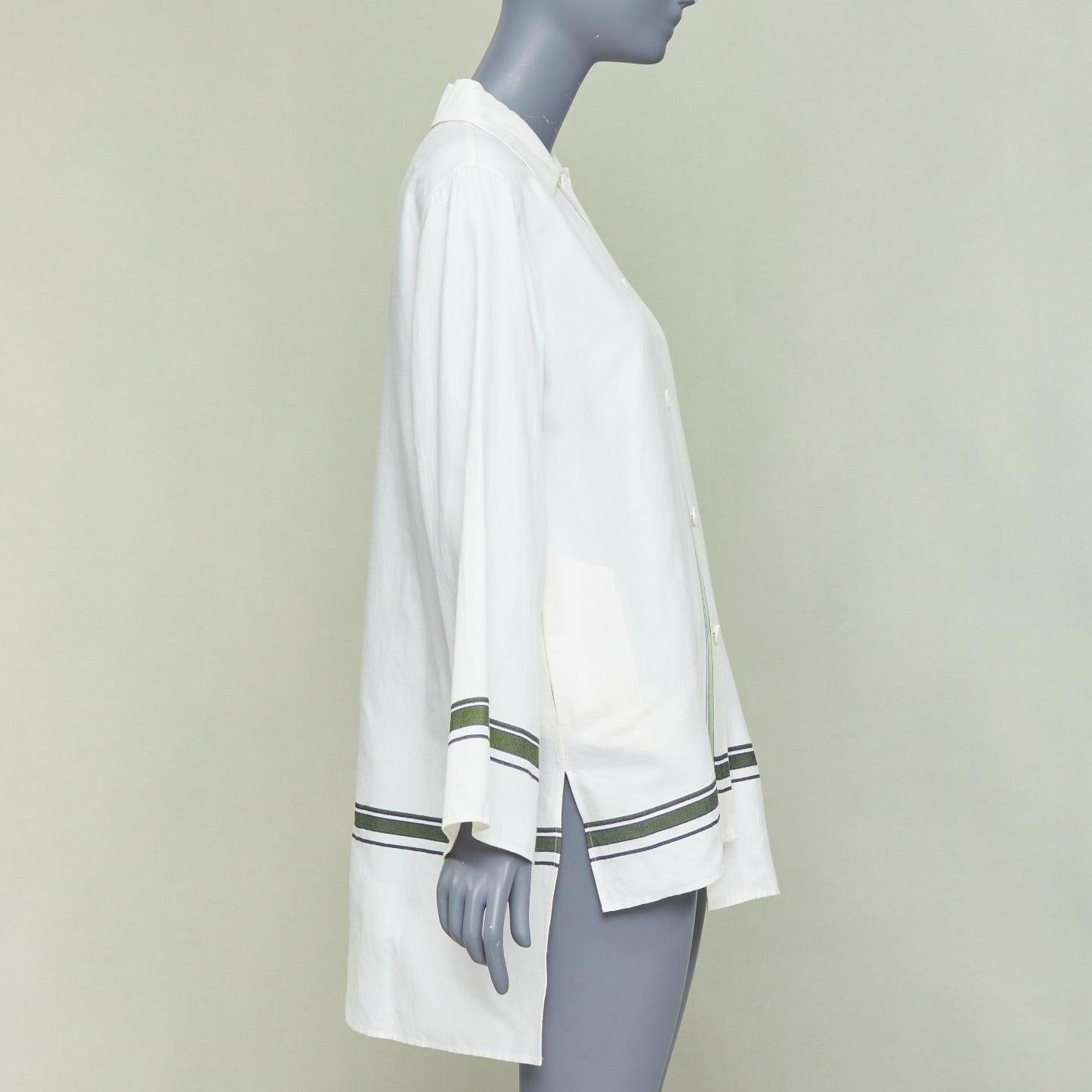 BACCA - Maglia oversize asimmetrica a righe in cotone misto seta color crema IT36 S in vendita 2