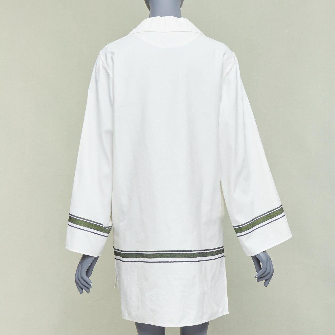 BACCA - Maglia oversize asimmetrica a righe in cotone misto seta color crema IT36 S in vendita 3