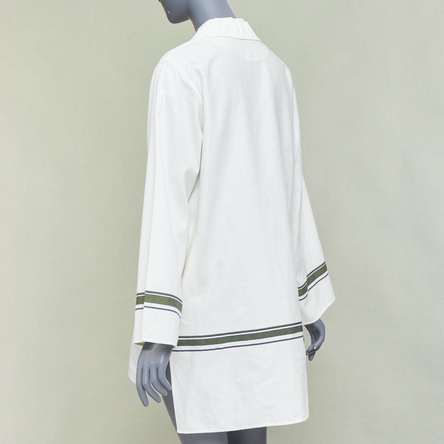 BACCA - Maglia oversize asimmetrica a righe in cotone misto seta color crema IT36 S in vendita 4