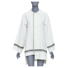 BACCA cream cotton silk blend striped asymmetric oversized overshirt IT36 S