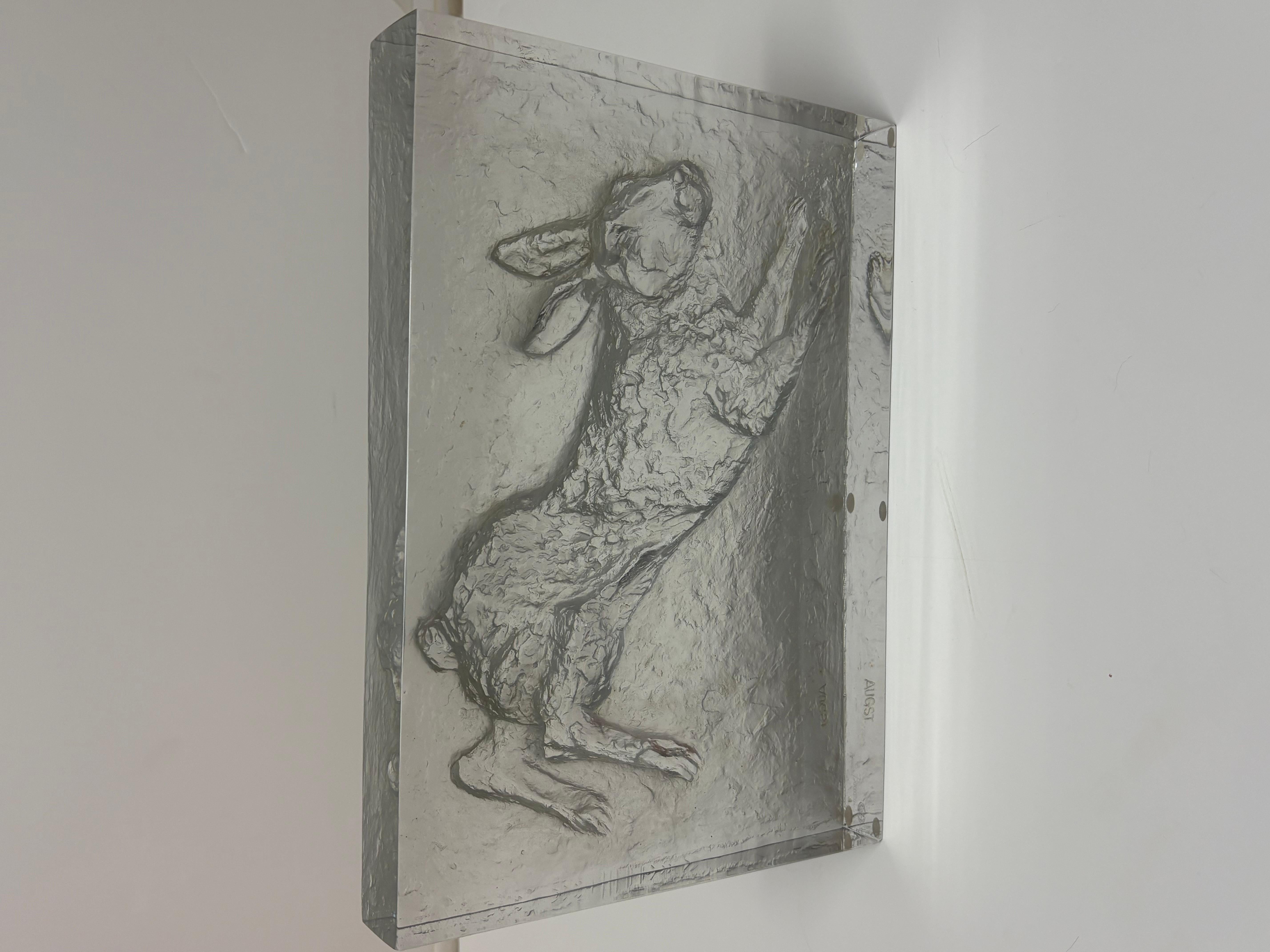 “French Glass Plaque of a Rabbit” For Sale 4