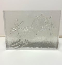 “French Glass Plaque of a Rabbit”