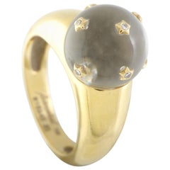 Baccarat 18 Karat Yellow Gold Diamond Crystal Ball Ring