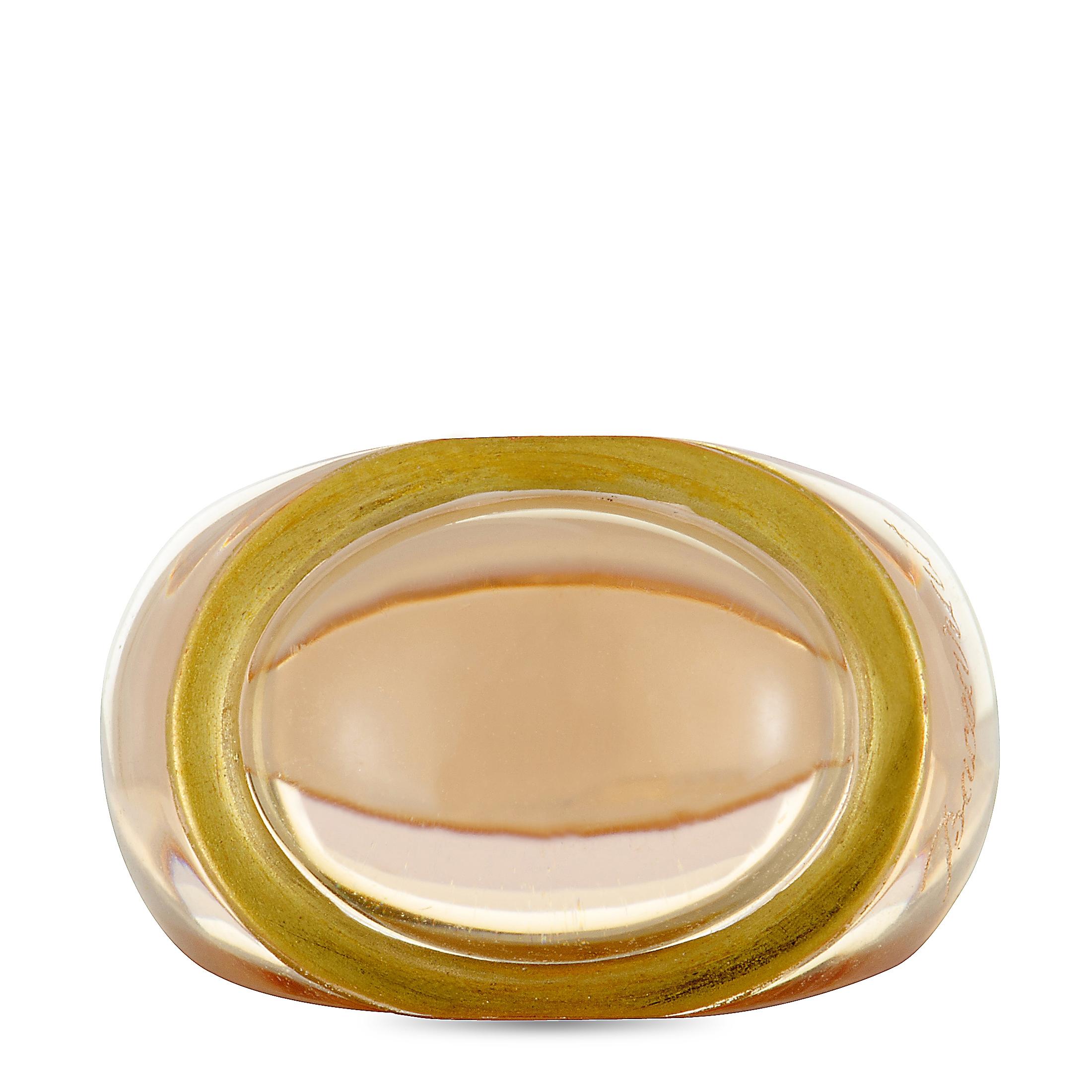 Women's Baccarat 18 Karat Yellow Gold Crystal Ring