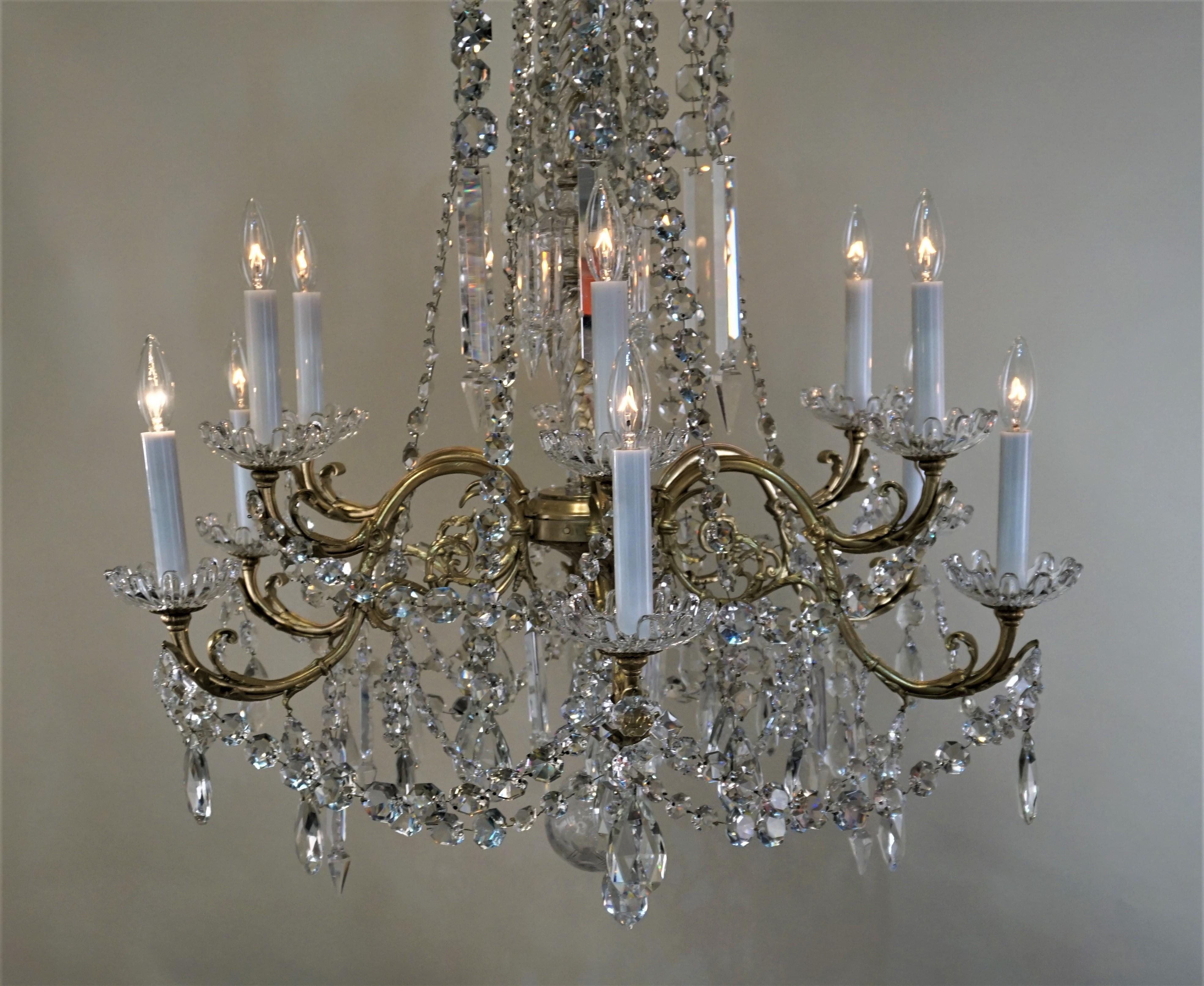 Baccarat 19th Century Crystal and Bronze Chandelier 8