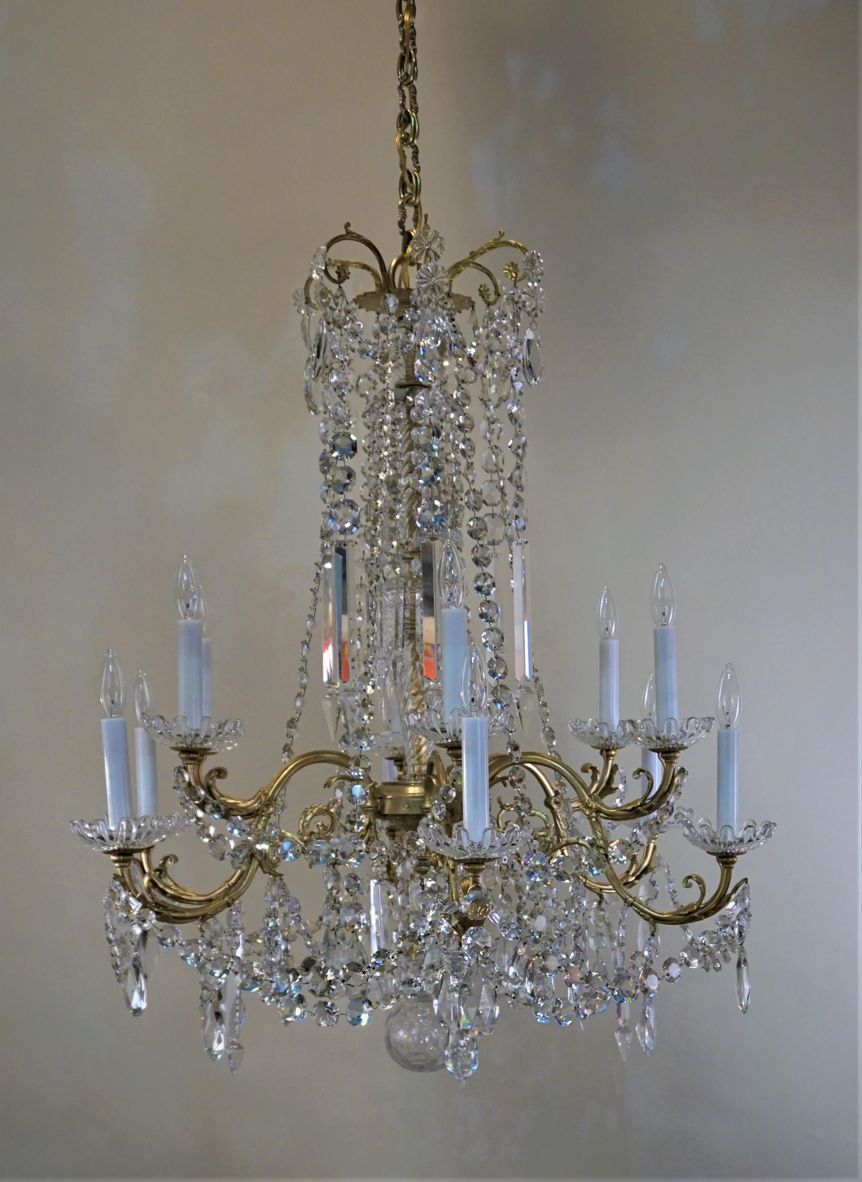 Baccarat 19th Century Crystal and Bronze Chandelier 9