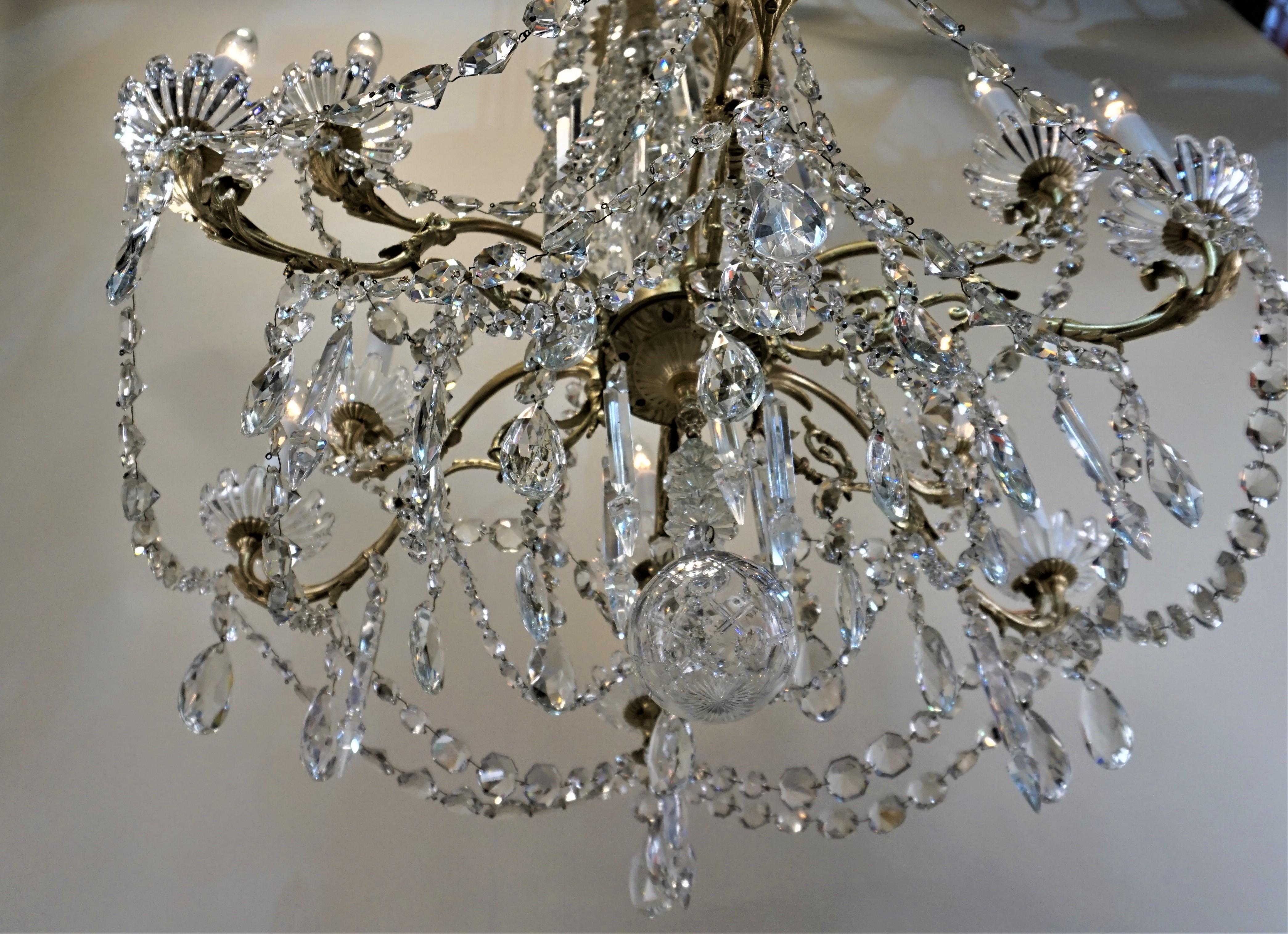 French Baccarat 19th Century Crystal and Bronze Chandelier